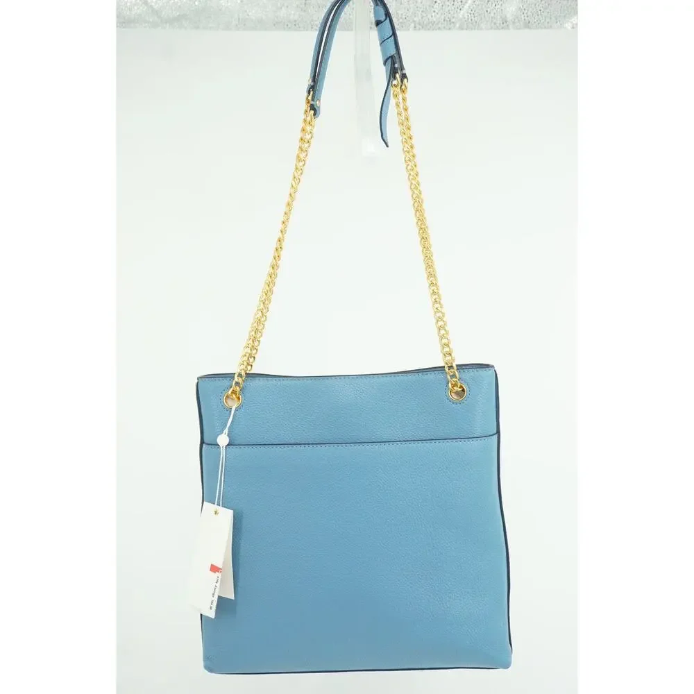 Tory Burch Everly Swingpack Crossbody Bag Logo $428 shoulder chain Blue Yonder